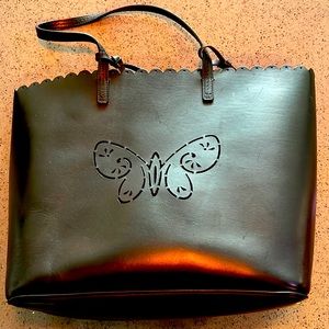 Johnny Was Black Tippi Tote bag black butterfly perforated